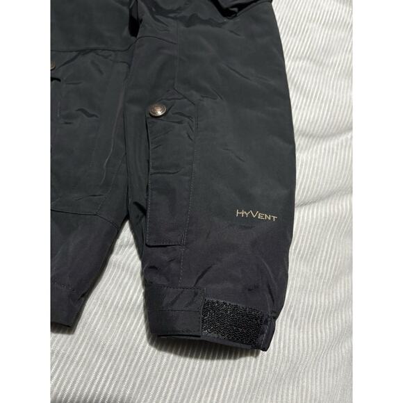 North Face Hyvent Jacket Multi Pocket Removable Hood Cargo Black Brown Logo Coat - Picture 3 of 13